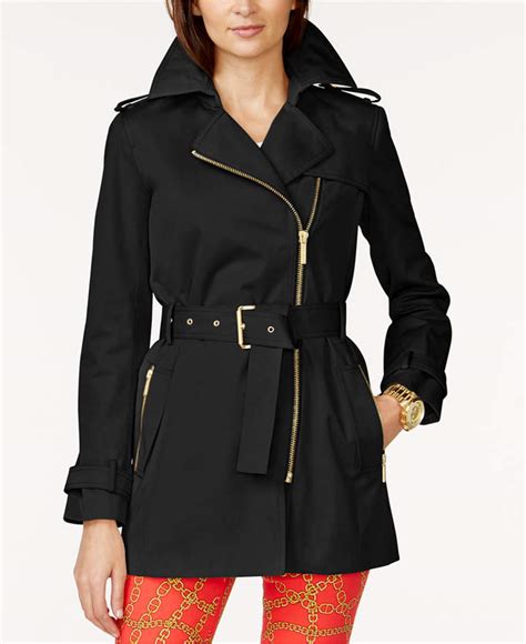 michael kors belted front zip trench coat|Michael Kors trench coat women.